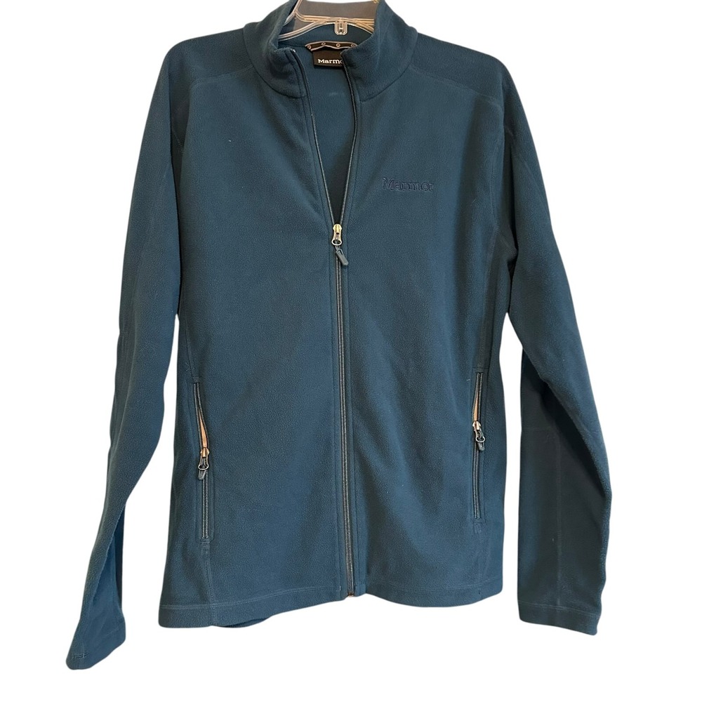 Marmot Womens Basic Jacket Sz Medium Blue Fleece Mock Neck Full Zip Outdoor